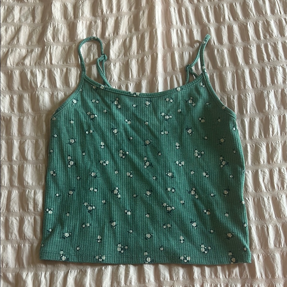 American Eagle Outfitters Green Sleeveless Crop Camisole